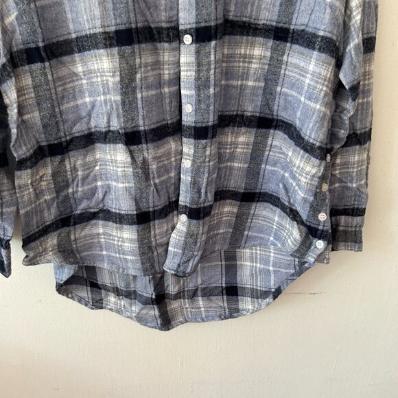 Keren Hart Flannel Shirt Womens XL Blue Plaid Soft Collared Button Front - Picture 3 of 6